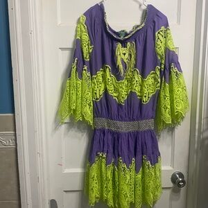 purple and green dress antica santoria one size fits all